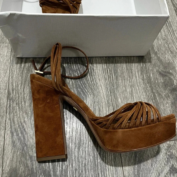 🎉HP🎉 NIB Veronica Beard Fletcher Block Heel Suede Platform Hazelwood 8.5 - Picture 9 of 14